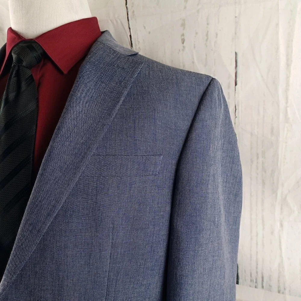 Chaps 44R 2 Button Blue Birdseye Suit Blazer Sport Coat